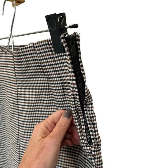 Zara Women’s Gingham Fitted Side Zip Trousers in Black/Brown/White Size L - Picture 5 of 10